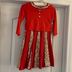 Red and gold Christmas dress